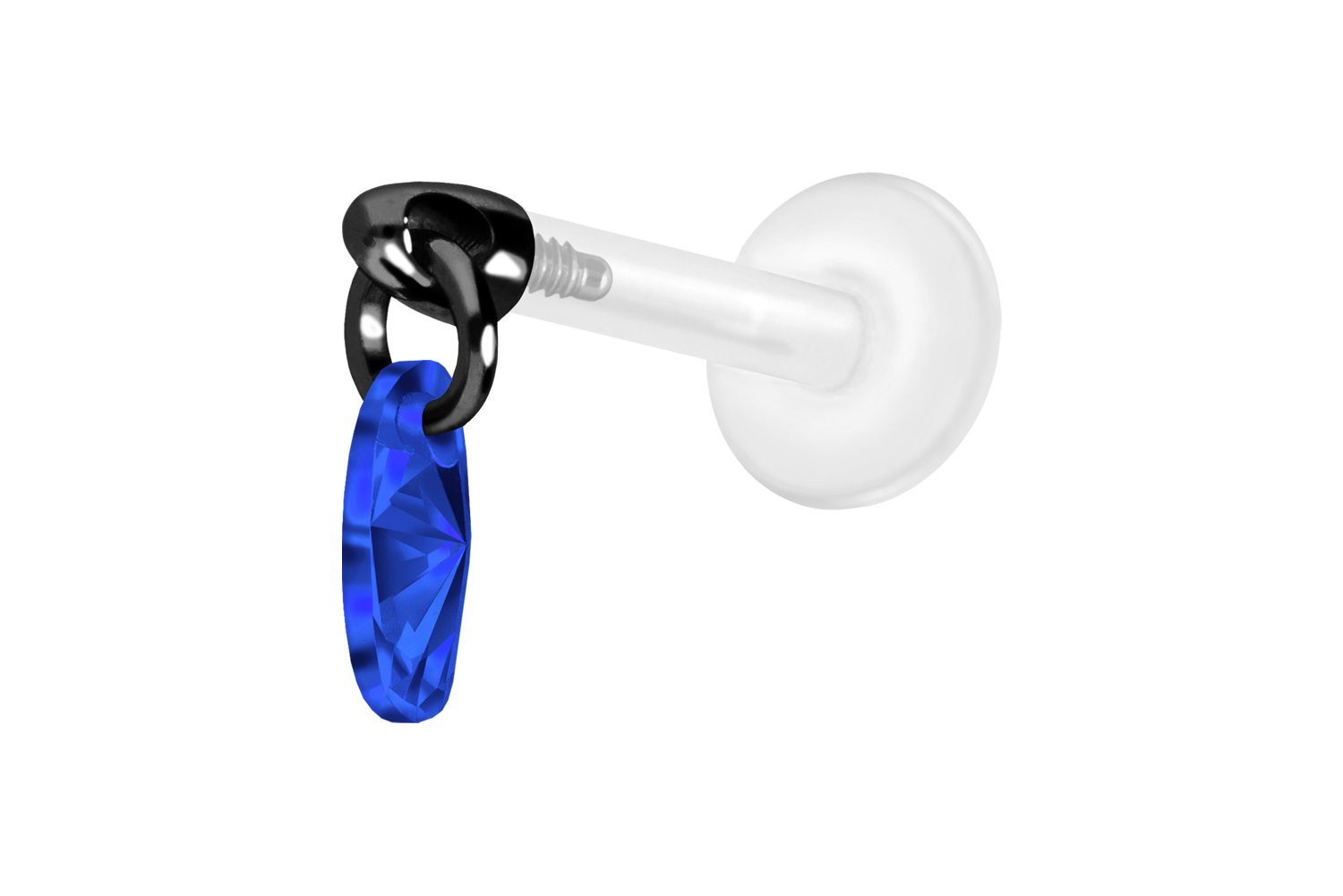 PTFE Labret Piercing mit Innengewinde + Titan-Aufsatz KRISTALLOVAL